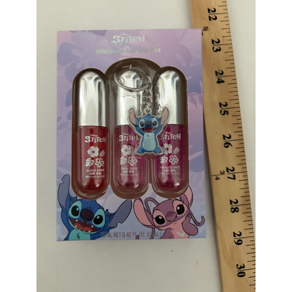 Disney Stitch themed hibiscus seed lip oil 3 pc set